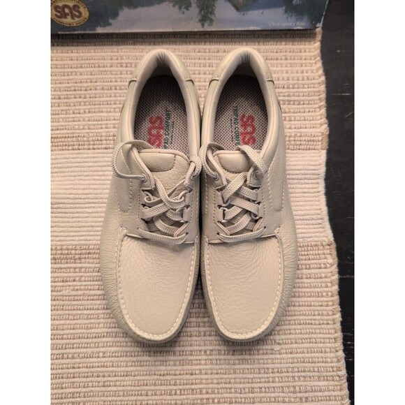 SAS 'Bout Time Leather Walking Shoes Moc Toe Bone 1520-002 USA Mens Sz 11M NWB - Picture 10 of 15